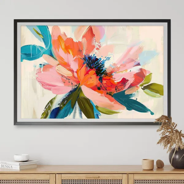 Peony Pop Abstract Art Print, Floral Print