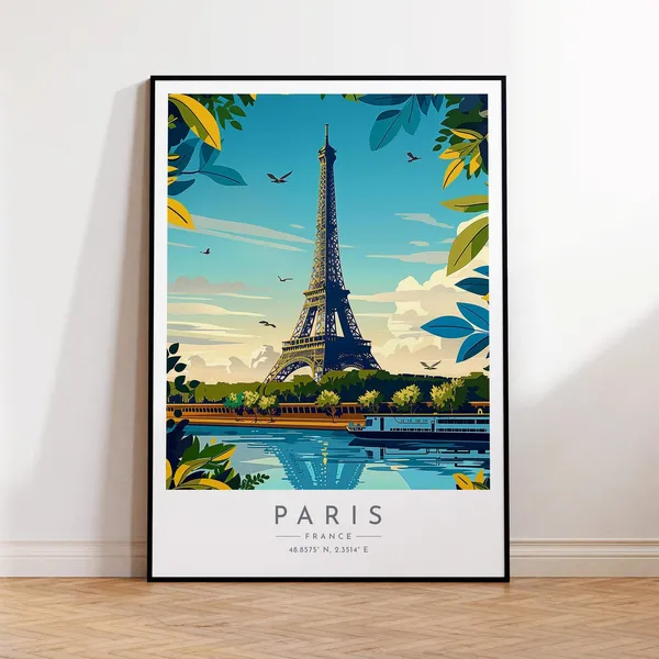 Paris Eiffel Tower France Travel Poster