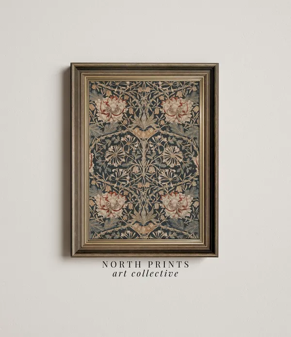 Botanical Pattern Tapestry, Vintage Art Print