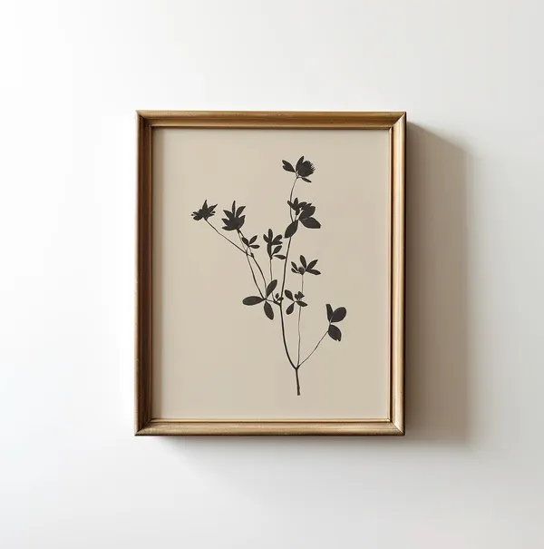 Minimalist Floral Sketch Art Print, Vintage Neutral Botanical