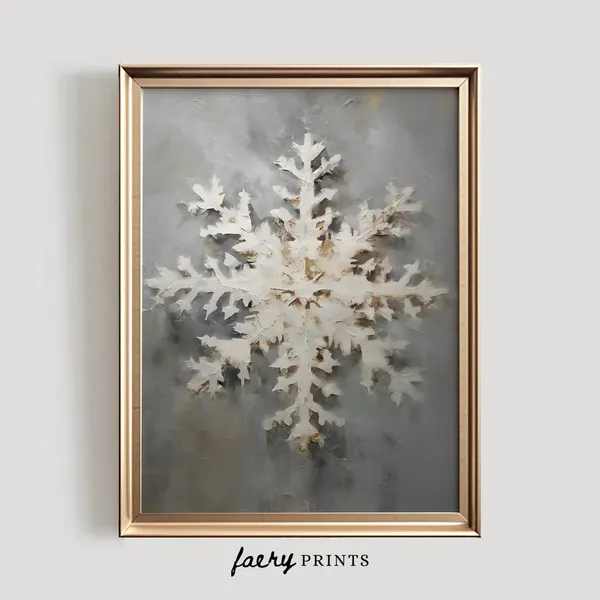Snowflake Print, Vintage Winter Holiday Art Print