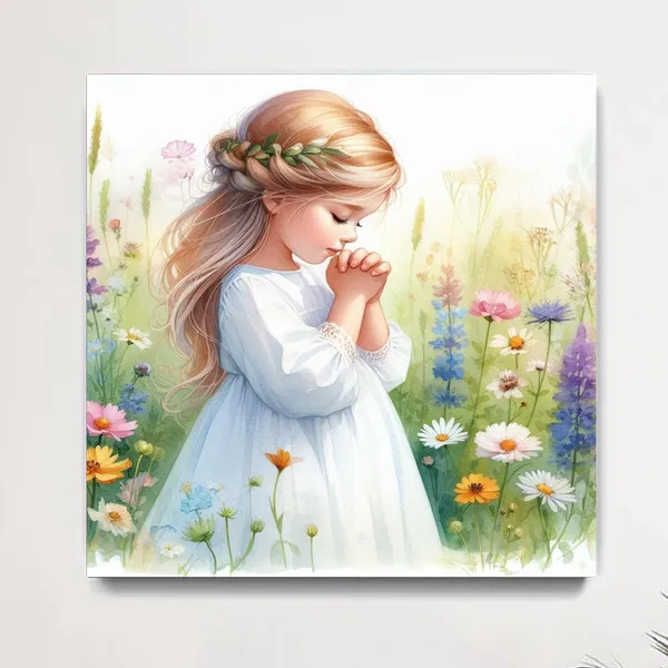Childs Prayer Floral Nursery Art Print