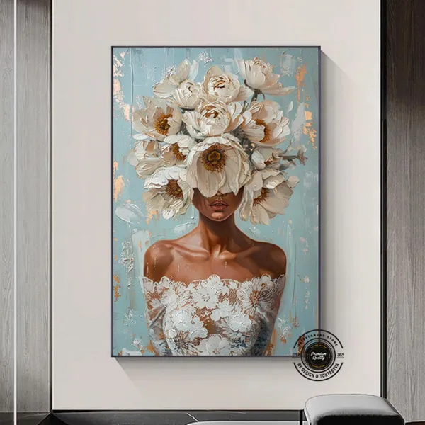 Woman With Flowers Art Print, Botanical Floral