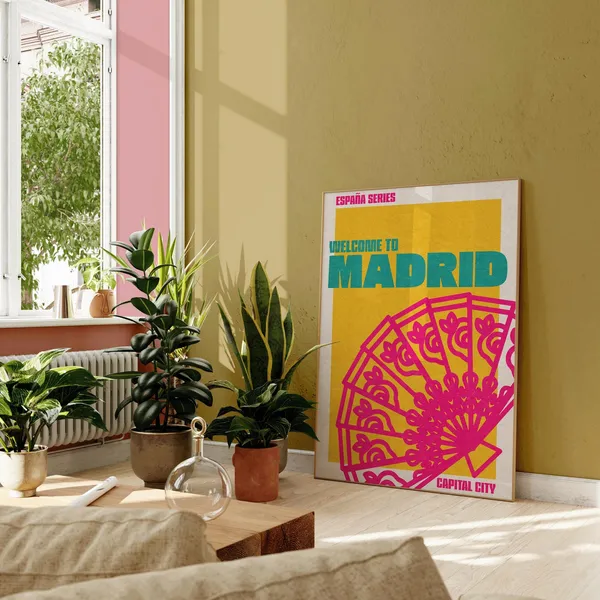 Madrid Welcome To Madrid Travel Poster, Retro Spain
