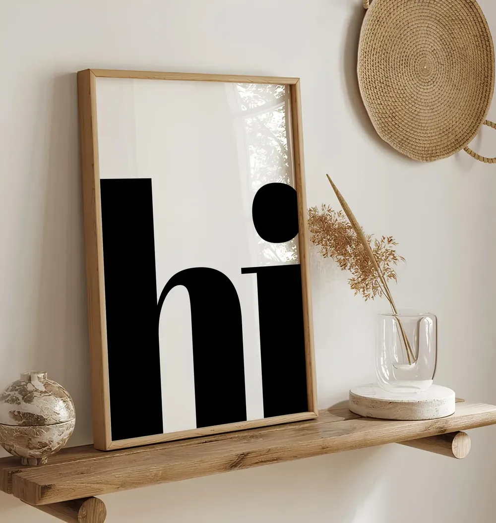 Hi Black and White Typography Art Print - Image 3