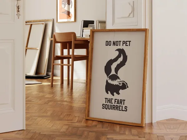 Fart Squirrels Bathroom Art Print, Funny Nature Decor