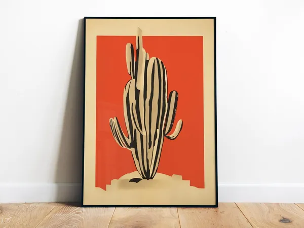 Cactus Boho Vintage Botanical Art Poster
