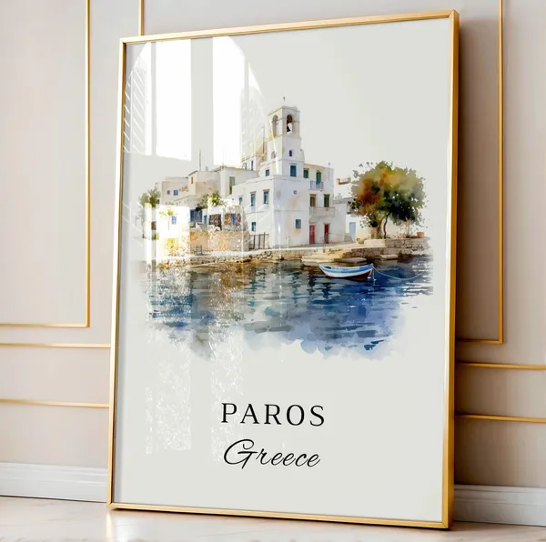 Paros Greece Travel Poster, Parikia Custom Text