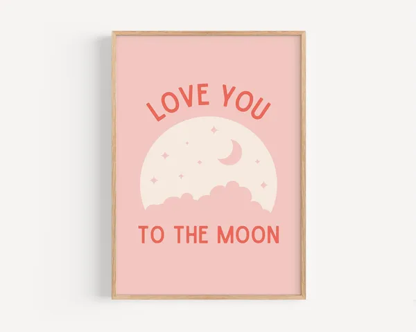 Love You To The Moon Boho Nursery Art Print