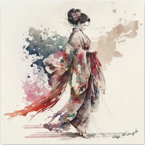 Geisha 4 by Katsutomo, Japanese Watercolor Art Print