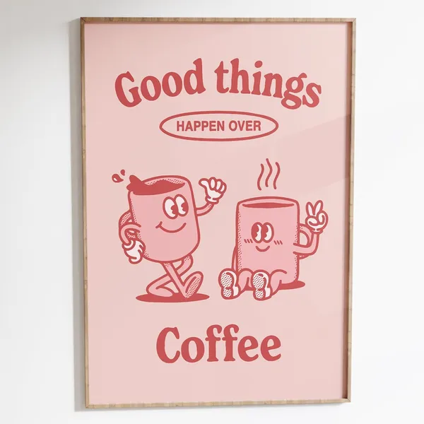 Kitchen Quote Print, Retro Drink Wall Art