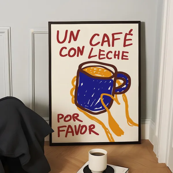 Un Cafe Con Leche Retro Spanish Coffee Art Print