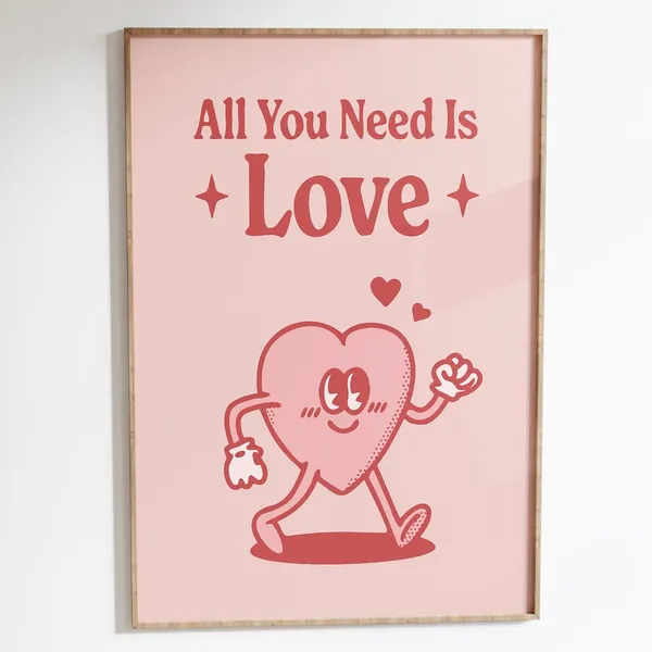 All You Need Is Love Retro Quote Art Print