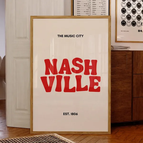 Nashville Typography Poster, Tennessee Travel Poster