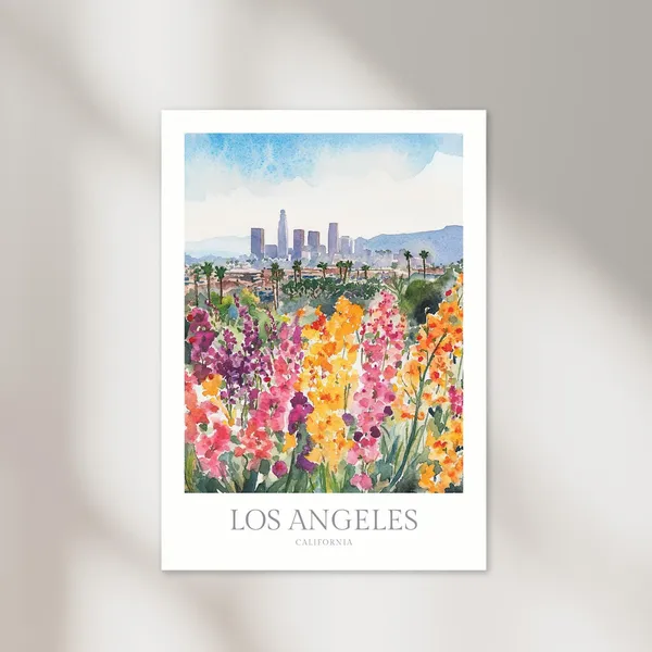 Los Angeles California Watercolor Poster Print
