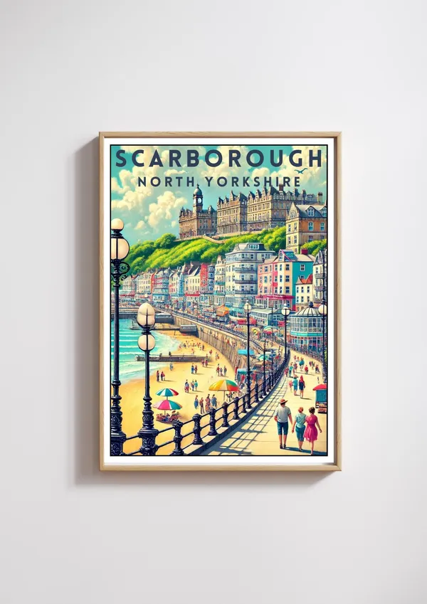 Scarborough North Yorkshire Vintage Coastal Travel Poster