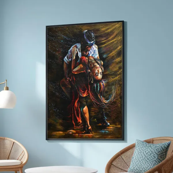 Passionate Dance Couple Art Print, Expressionistic Decor