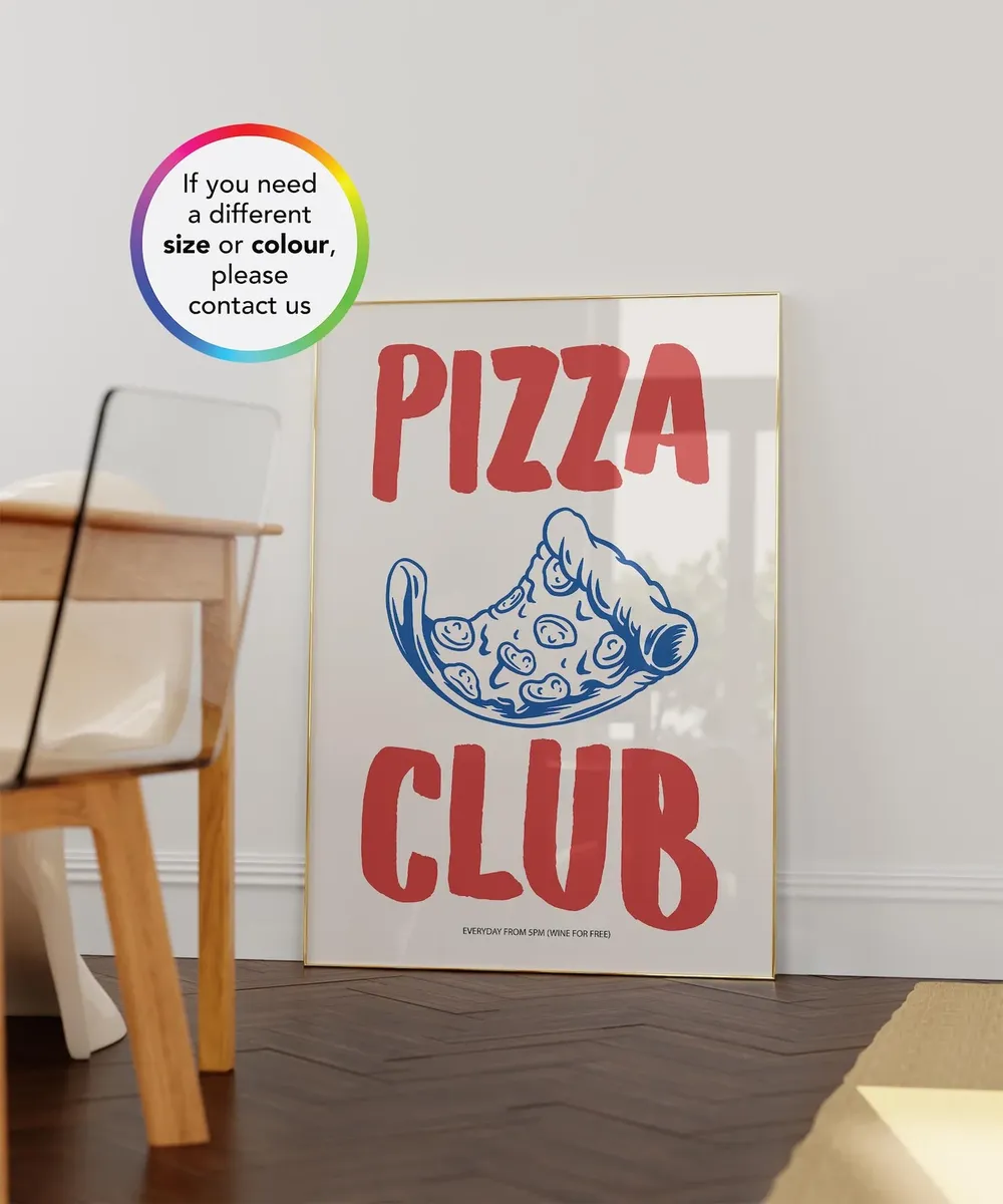 Hand Drawn Pizza Poster, Retro Food Art Print - Image 2