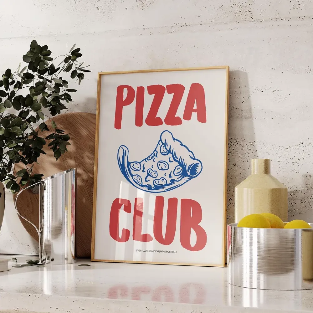 Hand Drawn Pizza Poster, Retro Food Art Print - Image 4
