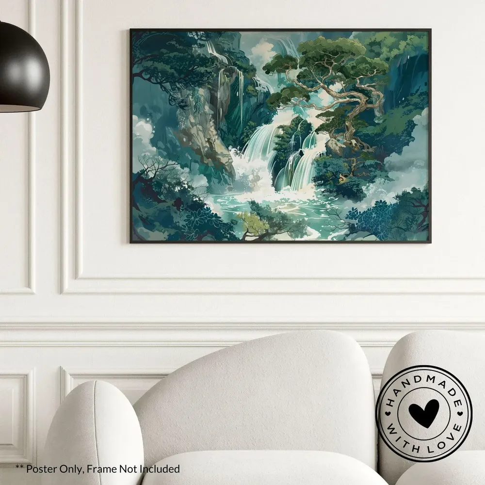 Japanese Waterfall - Hokusai Style - Image 2