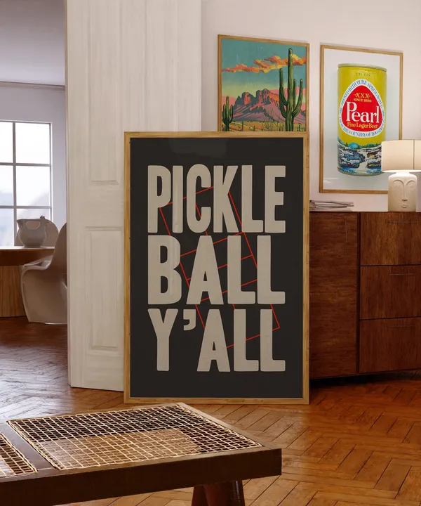 Pickleball Y'all Letterpress Typography Art Print