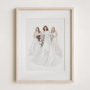 Custom Bride And Mother Portrait Watercolor Art Print