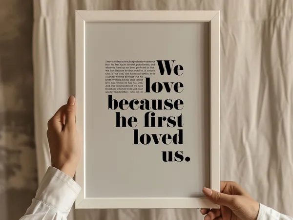 1 John 4:19 Christian Love Art Print, Wedding Verse