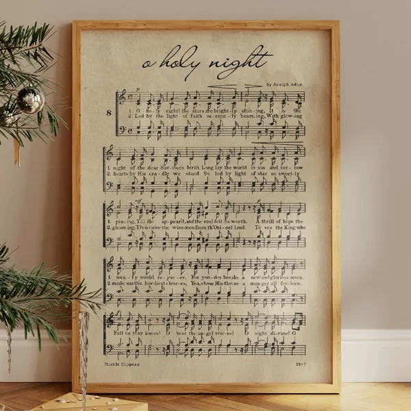 O Holy Night Vintage Christmas Song Wall Art Print