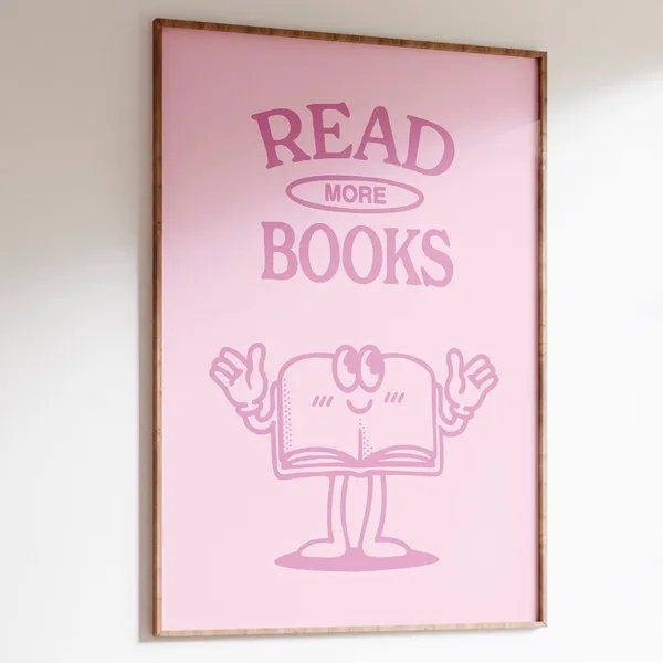 Retro Reading Poster Art Print, Pink Readers