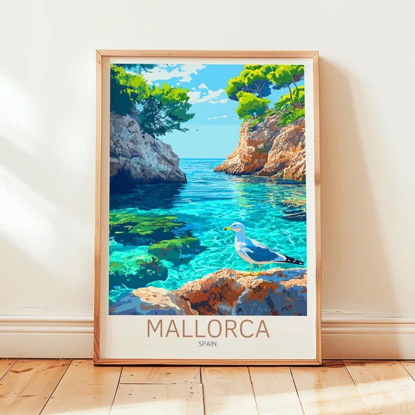 Mallorca Travel Poster, Balearic Islands Art Print