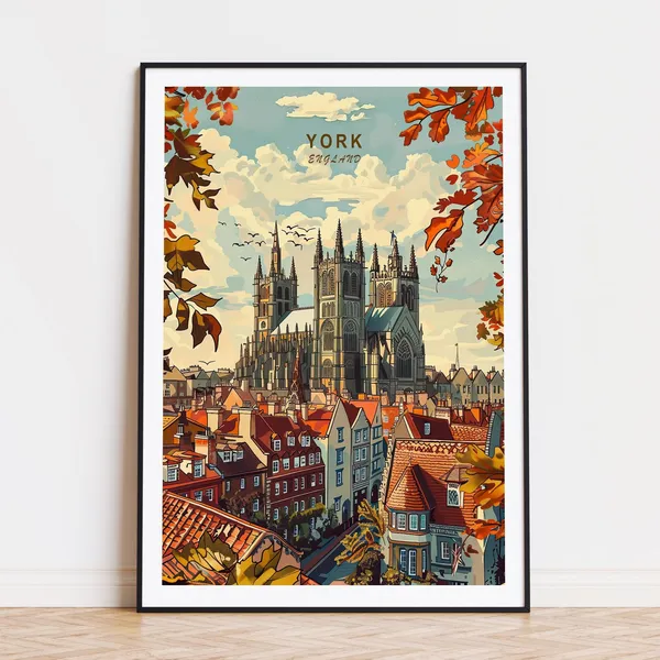 York England Travel Poster, Place Name Wall Art