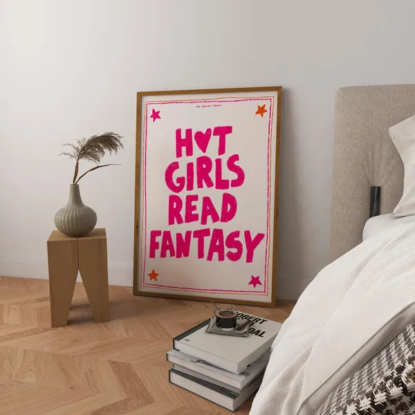 Hot Girls Read Fantasy Retro Quote Art Print