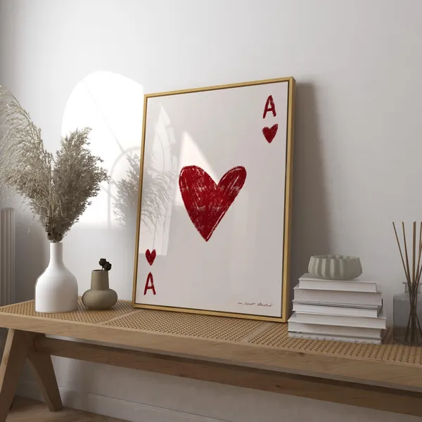 Ace Of Hearts Retro Mid-Century Bar Cart Print
