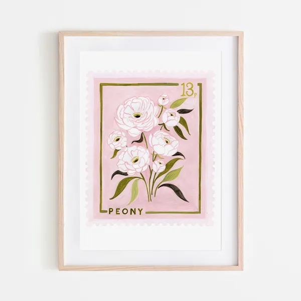 Peony Vintage Floral Art Print, Botanical Wall Decor