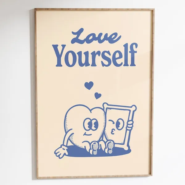 Love Yourself Retro Quote Art Print