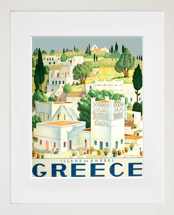 Greece Vintage Travel Poster, Greek Decor Wall Art