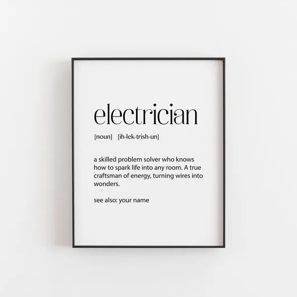 Personalised Electrician Definition Funny Wall Art