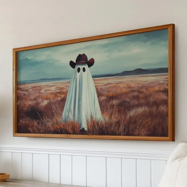 Halloween Cowboy Ghost Western Landscape Art Print