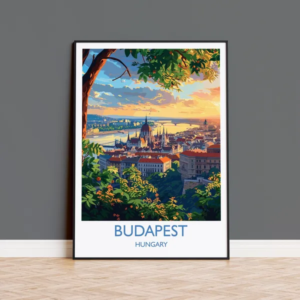 Budapest Travel Poster, Hungary Art Lovers Gift
