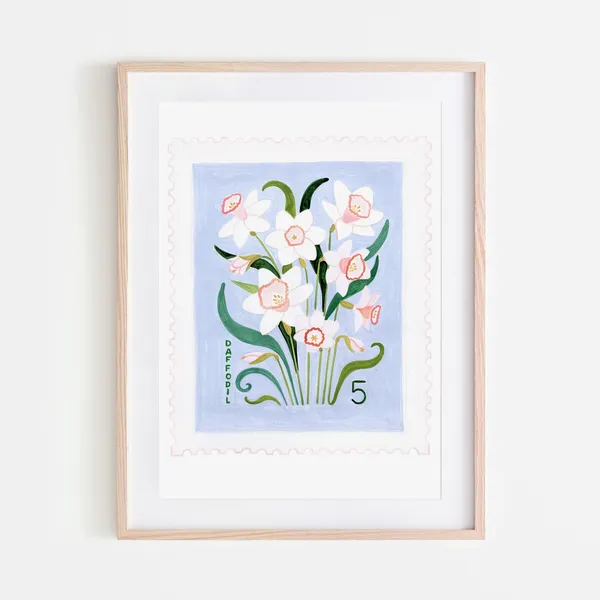 Daffodil Botanical Vintage Floral Art Print