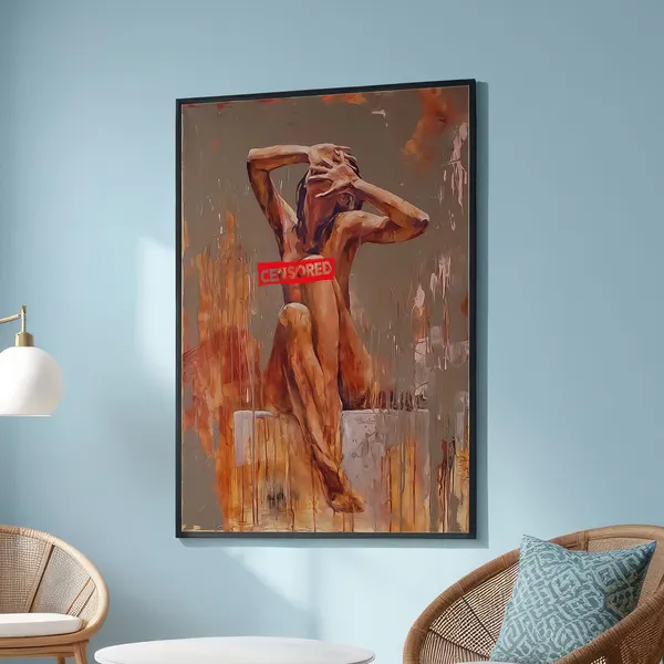 Emotional Nude Figure Art, Modern Abstract Wall Art Print