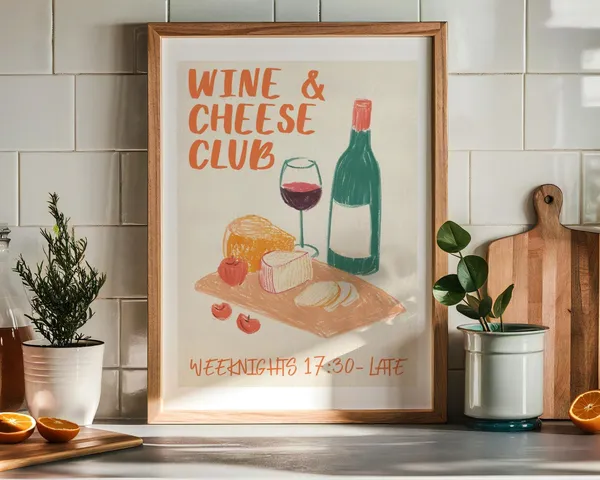 Wine and Cheese Club Retro Kitchen Art Print