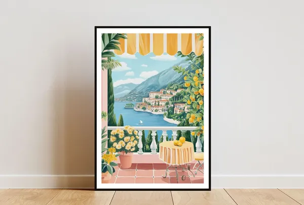 Lake Como Travel Poster, Italy European Wall Art