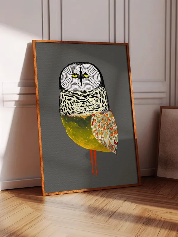 Golden Owl Art Print, Whimsical Home Decor