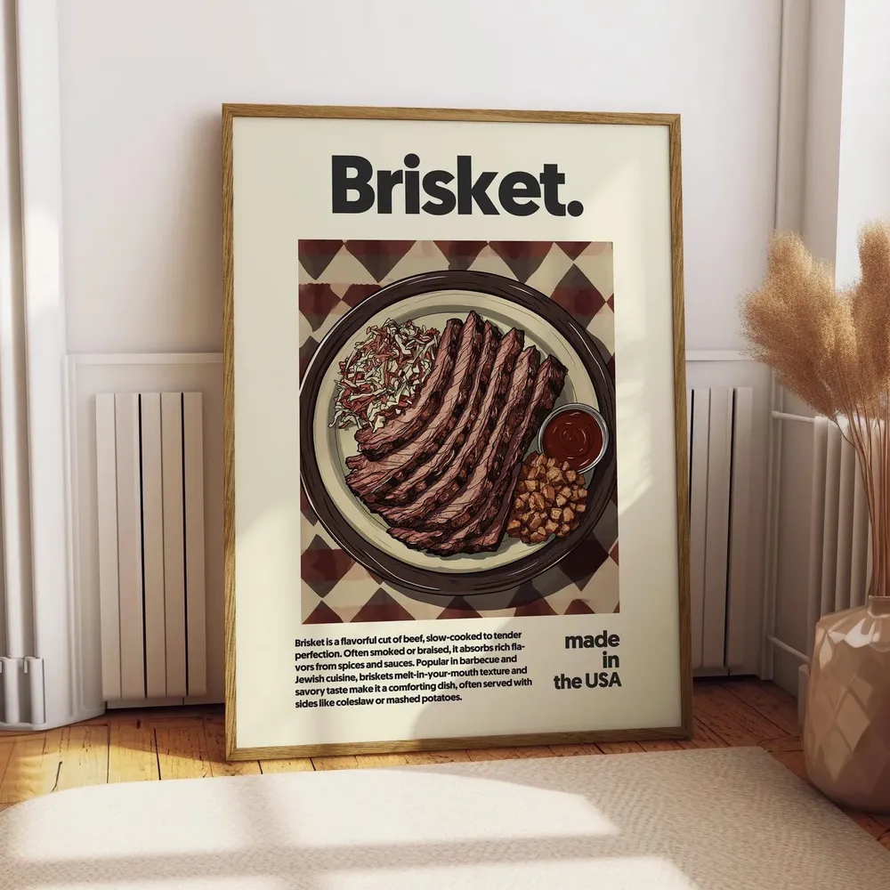 Brisket Poster Print, BBQ Kitchen Decor