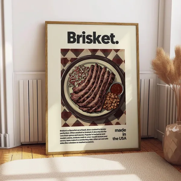 Brisket Poster Print, BBQ Kitchen Decor