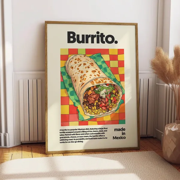 Burrito Poster, Mexican Kitchen Cuisine Art Print