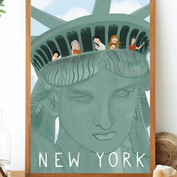 New York Statue Of Liberty Vintage Travel Poster