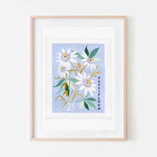 Passiflora Botanical Vintage Floral Art Print