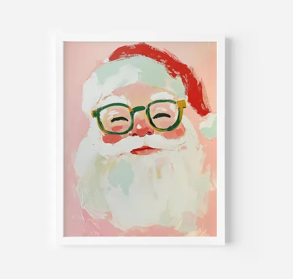 Santa Wall Art, Vintage Christmas Decor Print